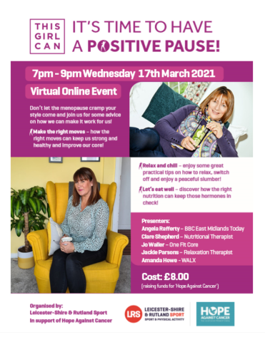Our second virtual #ThisGirlCan Positive Pause event is taking place this Wednesday
