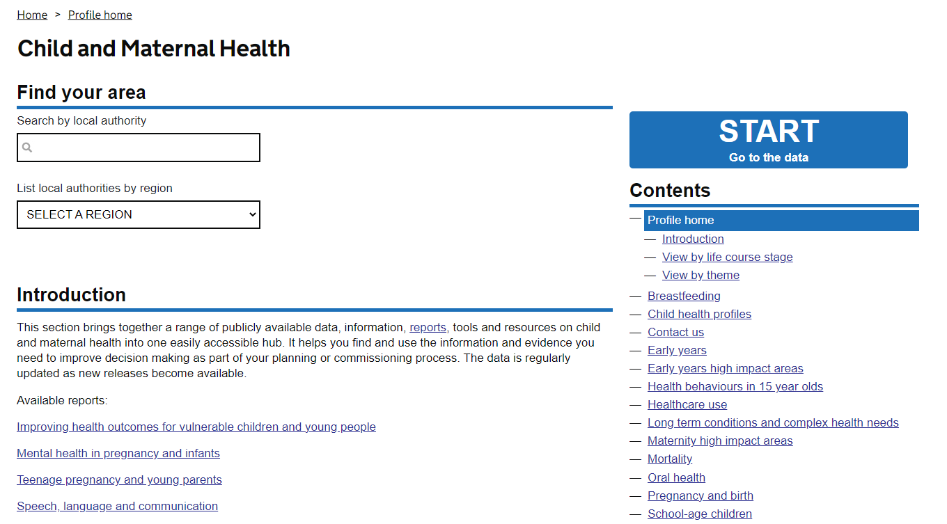 Public Health England - Child Health Profiles