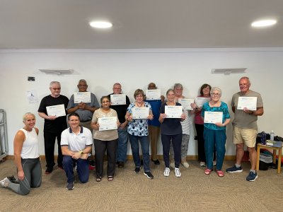 Gorse Covert ESCAPE-pain group in Loughborough receiving their graduation certificates.