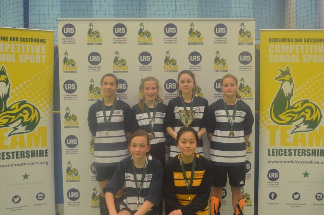 Brookvale Groby Learning Campus Year 8/9 Girls endured to win an exhilarating Futsal Team Leicestershire Final