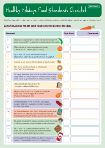 Healthy Holidays Food Standards Checklist