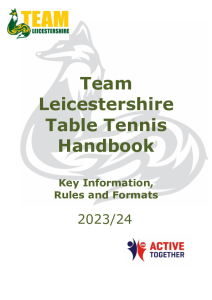 Team Leicestershire Table Tennis Booklet